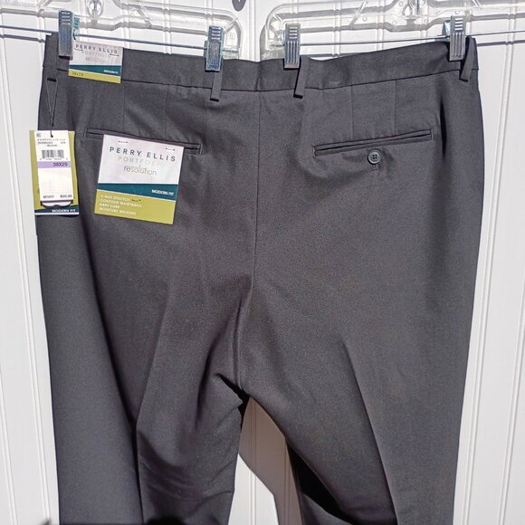PERRY ELLIS Dress Pants Mens 38 x 29 Black Slacks Modern Fit Portfolio Easy Care - Picture 6 of 15
